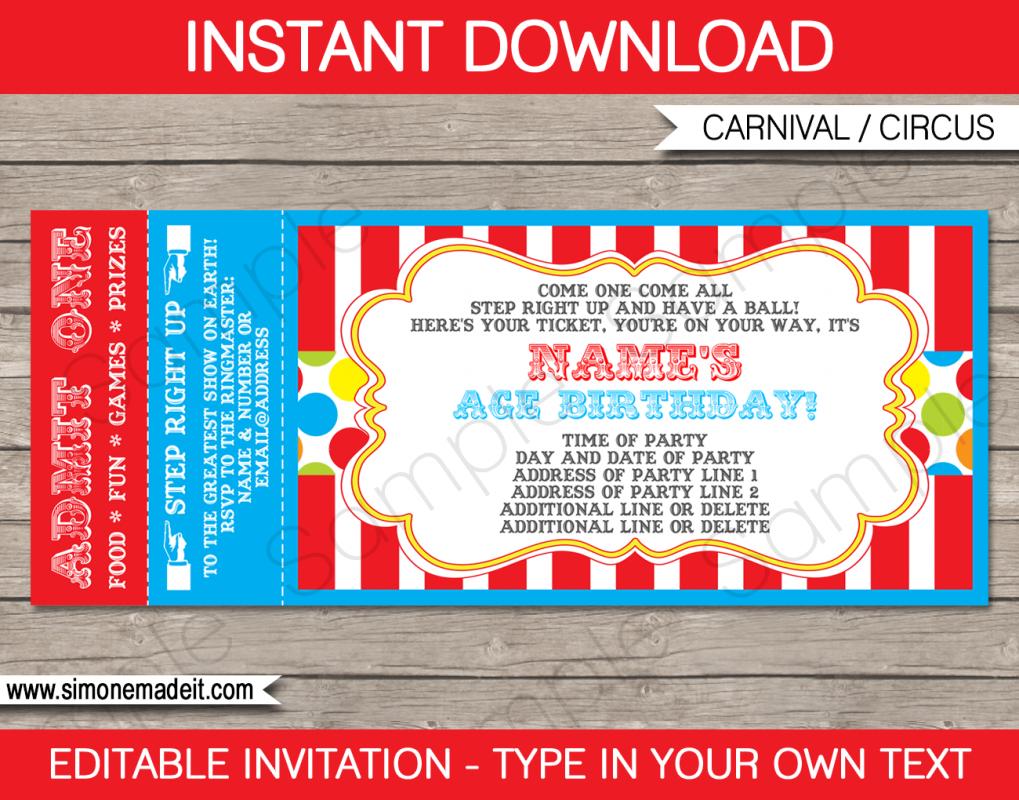 Carnival Ticket Invitation Template Free Download