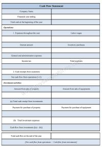 cash flow analysis template cash flow statement form