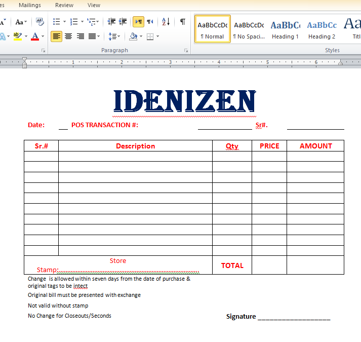 cash receipt template excel