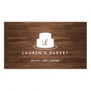 catering buisness cards cake monogram logo in white on brown woodgrain business card reafaebcadce it byvr