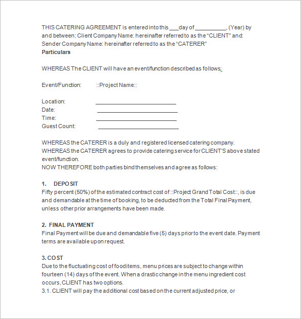 catering contract template