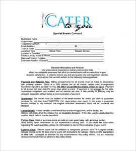 catering contract template catering contract template