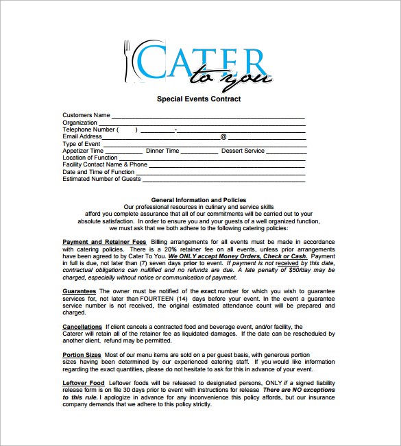 catering contract template