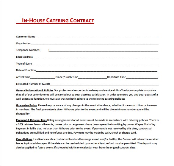 catering contract template