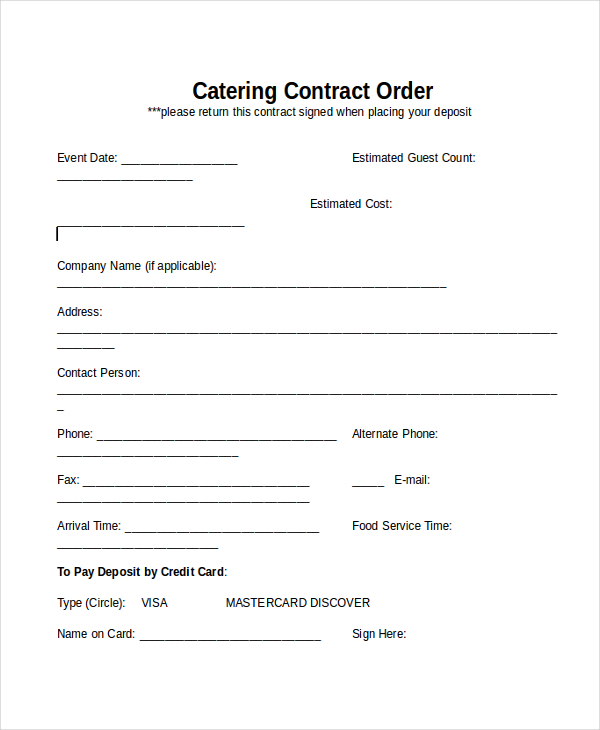 catering contract template