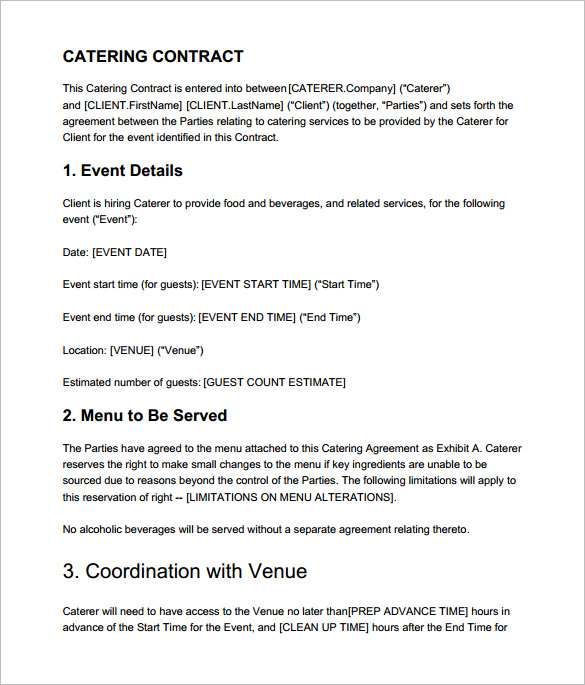 catering contract template