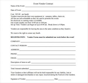 catering contracts template event vendor contract template