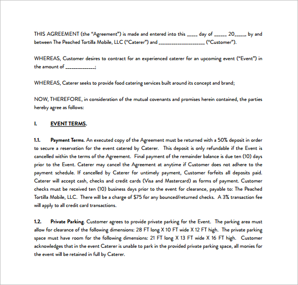 catering contracts template