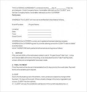 catering contracts templates best catering contract proposal template