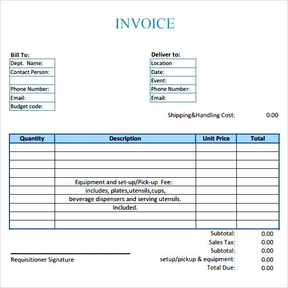 catering invoice template