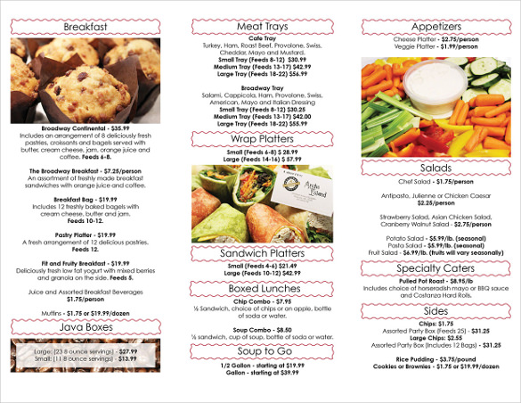 catering menu template