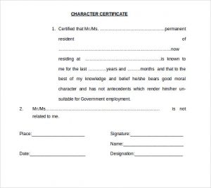 certificate of completion template word character certificate