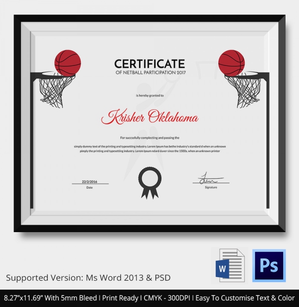 certificate of completion template word