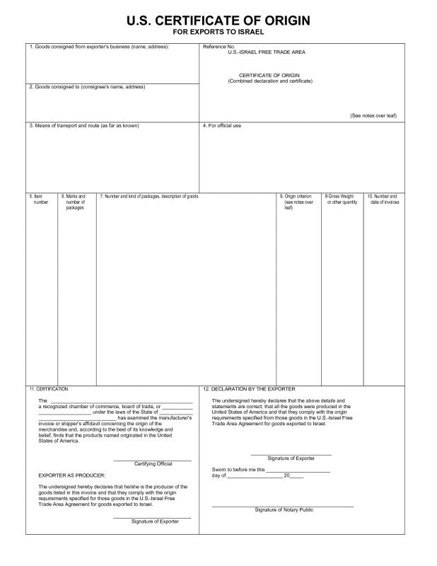 certificate of origin template