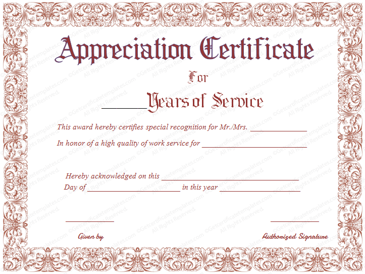 certificate of service template