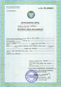 certificate of translation akte kelahiran