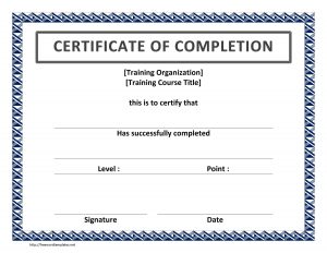 certificate template word training certificate of completion