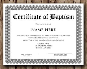 certificate template word baptism certificate word editable template