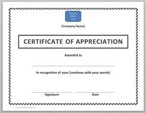 certificate template word certificate of appreciation