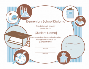 certificate templates free download elementary school diploma certificate template