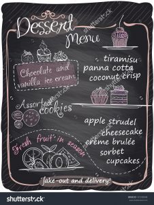 chalk board menu stock vector chalkboard dessert menu eps