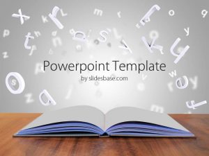 chalkboard powerpoint template d book letters open book pages paper creative writing powerpoint template slide