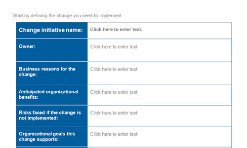 change management planning template