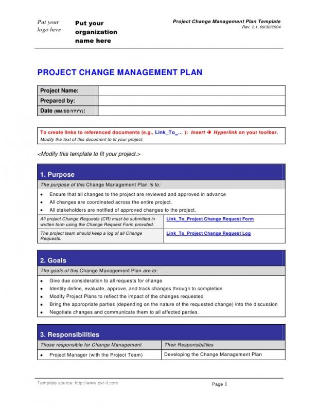 change management planning template