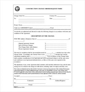 change order form construction change order request form