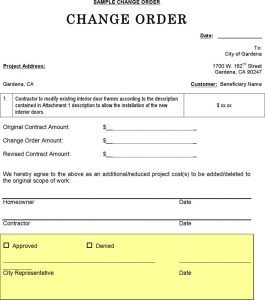 change order template change order sample