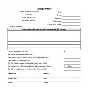 change order template change order template