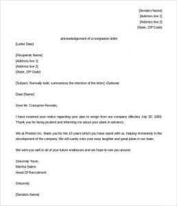 charitable donation letter template acknowledgement of a resignation letter template sample min