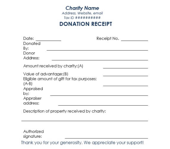 charitable donation letter template