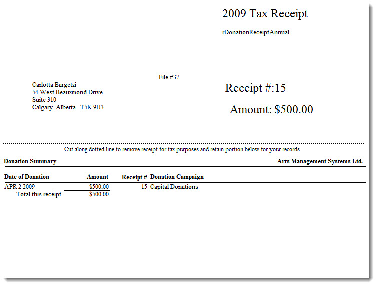 charitable donation receipt