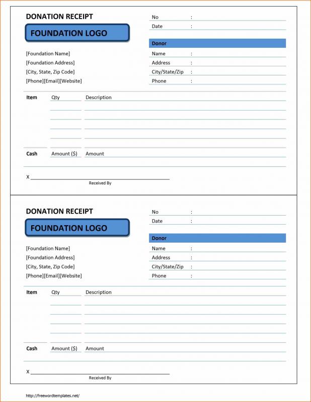 charitable donation receipt template