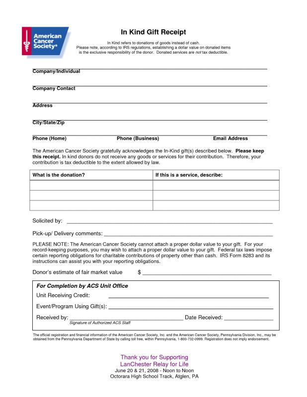 charitable donation receipt template