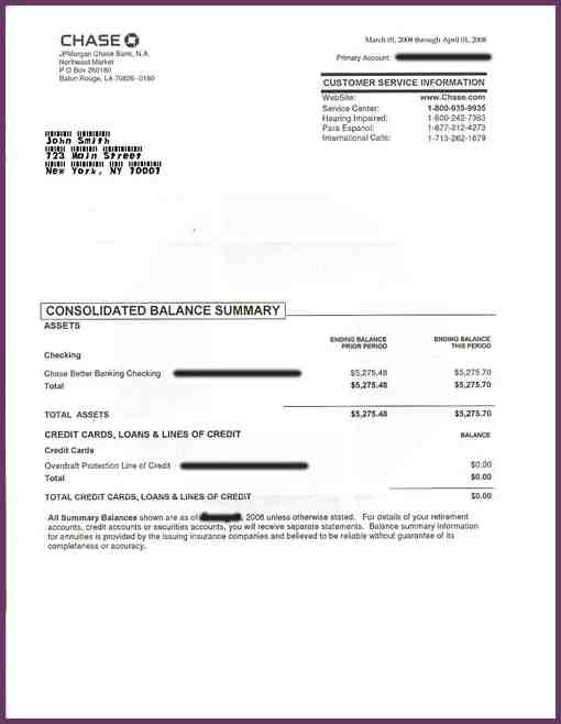 Chase Bank Statement Template Template Business