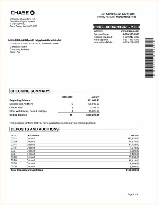 Chase Bank Statements Template Business