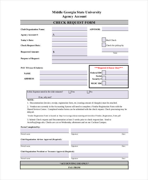 check request form template business