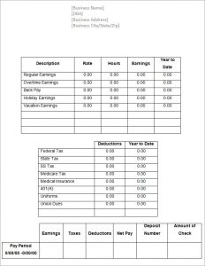 check stub template blank pay stub template