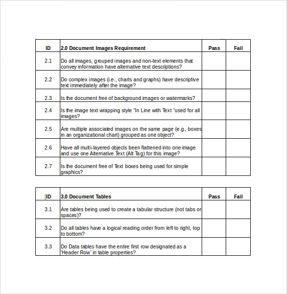 checklist template word