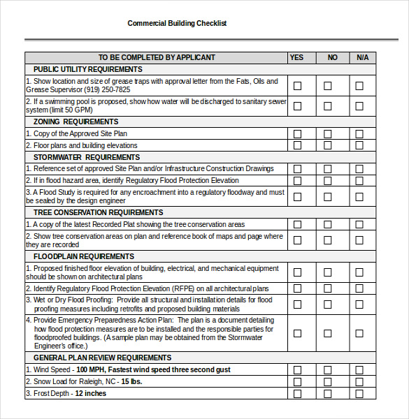 word checklist template