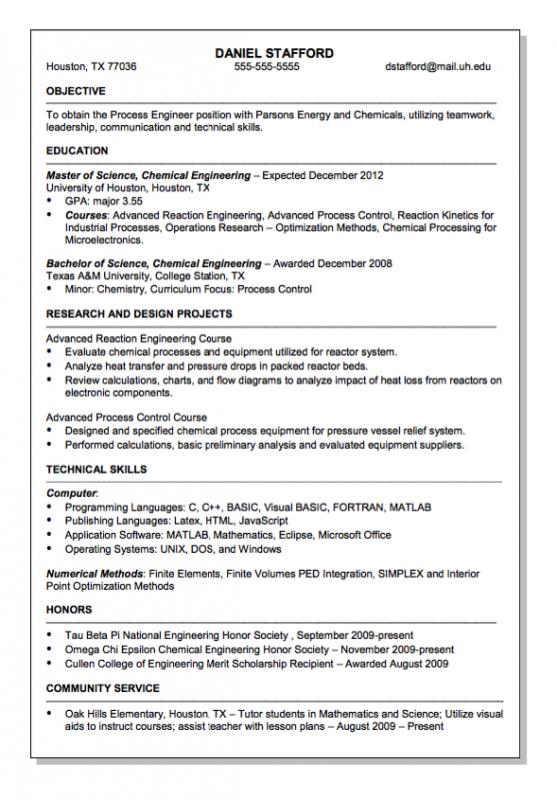 Chemical Engineer Resume Template Business