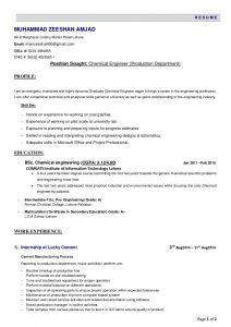 chemical engineer resume resume chemical engineer