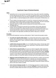 chemistry lab report template chemistry experiment types of chemical reactions