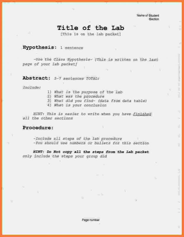 chemistry lab report template