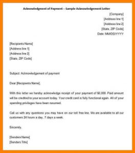 child care receipt acknowledgment of receipt letter acknowledgment of payment sample acknowledgement letter min