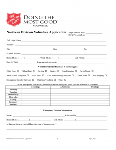 child care receipt salvation army volunteer application form sample l