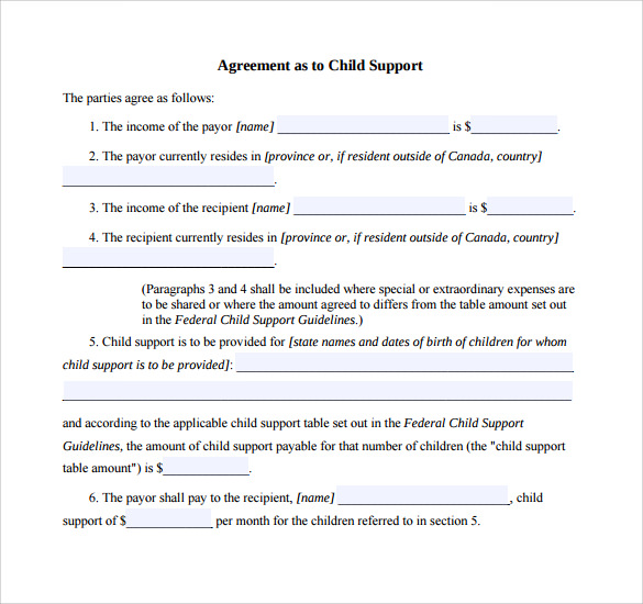 child support agreement template