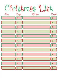 christmas list printable christmas list printable